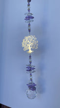 Load image into Gallery viewer, Family Tree Suncatcher decorated with Lapis Lazuli gemstones CH421

