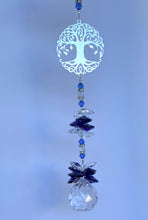 Load image into Gallery viewer, Family Tree Suncatcher decorated with Lapis Lazuli gemstones CH421
