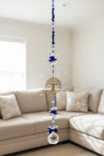 Load image into Gallery viewer, Family Tree Suncatcher decorated with Lapis Lazuli gemstones CH421
