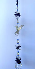 Load image into Gallery viewer, Hummingbird Suncatcher decorated with turquoise gemstones CH425
