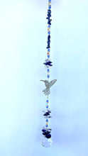 Load image into Gallery viewer, Hummingbird Suncatcher decorated with turquoise gemstones CH425

