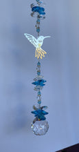 Load image into Gallery viewer, Hummingbird Suncatcher decorated with turquoise gemstones CH425
