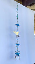 Load image into Gallery viewer, Hummingbird Suncatcher decorated with turquoise gemstones CH425
