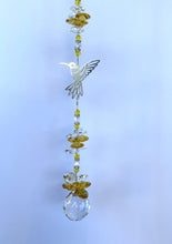 Load image into Gallery viewer, Hummingbird Suncatcher decorated with turquoise gemstones CH425
