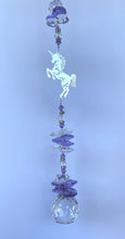 Load image into Gallery viewer, Hummingbird Suncatcher decorated with amethyst gemstones CH428
