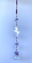 Load image into Gallery viewer, Hummingbird Suncatcher decorated with amethyst gemstones CH428
