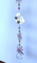 Load image into Gallery viewer, Cat Suncatcher decorated with rose quartz gemstones CH435
