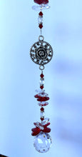 Load image into Gallery viewer, Rose Suncatcher decorated with Garnet gemstones CH448
