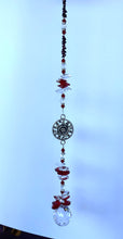 Load image into Gallery viewer, Rose Suncatcher decorated with Garnet gemstones CH448
