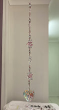 Load image into Gallery viewer, Crystal Heart Suncatcher decorated with rose quartz gemstones CH455
