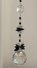 Load image into Gallery viewer, 40mm Crystal Ball Suncatcher decorated with snowflake obsidian gemstones CH459
