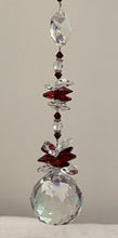 Load image into Gallery viewer, 40mm Crystal Ball Suncatcher decorated with garnet gemstones CH460
