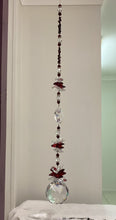 Load image into Gallery viewer, 40mm Crystal Ball Suncatcher decorated with garnet gemstones CH460
