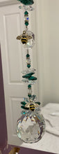 Load image into Gallery viewer, 50mm Crystal Ball Suncatcher decorated Bees with garnet gemstones CH461

