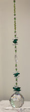 Load image into Gallery viewer, 50mm Crystal Ball Suncatcher decorated with peridot gemstones CH462

