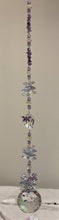 Load image into Gallery viewer, 40mm Crystal Ball Suncatcher decorated with dragonflies and amethyst gemstones CH463
