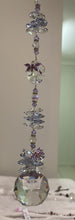 Load image into Gallery viewer, 50mm Crystal Ball Suncatcher decorated with peridot gemstones CH462
