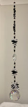 Load image into Gallery viewer, 40mm Crystal Ball Suncatcher decorated with dragonflies and snowflake obsidian gemstones CH464
