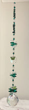 Load image into Gallery viewer, 40mm Crystal Ball Suncatcher decorated with butterflies and malachite gemstones CH465
