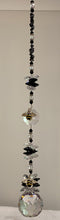 Load image into Gallery viewer, 440mm Crystal Ball Suncatcher decorated with bees and snowflake obsidian gemstones CH466
