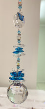 Load image into Gallery viewer, 40mm Crystal Ball Suncatcher decorated with butterflies and turquoise gemstones CH467
