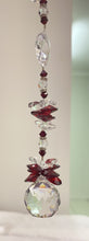 Load image into Gallery viewer, 30mm Crystal Ball Suncatcher decorated with garnet gemstones CH469
