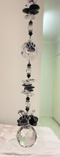 Load image into Gallery viewer, 30mm Crystal Ball Suncatcher decorated with paw print and snowflake obsidian gemstones CH473
