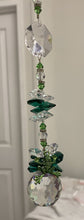 Load image into Gallery viewer, 30mm Crystal Ball Suncatcher decorated with frog and malachite gemstones CH474
