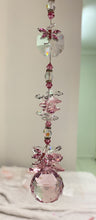 Load image into Gallery viewer, 30mm Pink Crystal Ball Suncatcher decorated with dragonflies and rose quartz gemstones CH475
