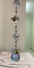 Load image into Gallery viewer, 30mm Purple Crystal Ball Suncatcher decorated with Bees and amethyst gemstones CH478
