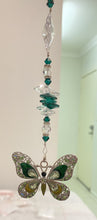 Load image into Gallery viewer, Deluxe Butterfly crystal Suncatcher decorated with amethyst gemstones CH482
