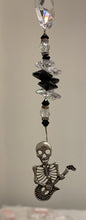 Load image into Gallery viewer, Skelton plying guitar crystal Suncatcher decorated with snowflake obsidian gemstones CH480
