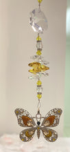 Load image into Gallery viewer, Deluxe Butterfly crystal Suncatcher decorated with amethyst gemstones CH482

