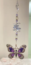 Load image into Gallery viewer, Deluxe Butterfly crystal Suncatcher decorated with amethyst gemstones CH482
