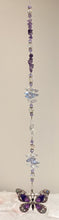 Load image into Gallery viewer, Deluxe Butterfly crystal Suncatcher decorated with amethyst gemstones CH482
