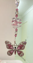 Load image into Gallery viewer, Deluxe Butterfly crystal Suncatcher decorated with amethyst gemstones CH482
