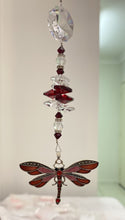 Load image into Gallery viewer, Deluxe Dragonfly crystal Suncatcher decorated with amethyst gemstones CH487
