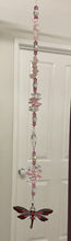 Load image into Gallery viewer, Deluxe Dragonfly crystal Suncatcher decorated with amethyst gemstones CH487
