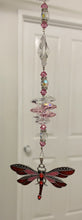 Load image into Gallery viewer, Deluxe Dragonfly crystal Suncatcher decorated with amethyst gemstones CH487
