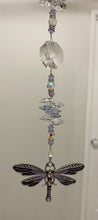 Load image into Gallery viewer, Deluxe Dragonfly crystal Suncatcher decorated with amethyst gemstones CH487
