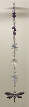 Load image into Gallery viewer, Deluxe Dragonfly crystal Suncatcher decorated with amethyst gemstones CH487
