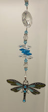 Load image into Gallery viewer, Deluxe Dragonfly crystal Suncatcher decorated with amethyst gemstones CH487
