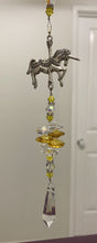 Load image into Gallery viewer, Unicorn Drop crystal Suncatcher decorated with citrine gemstones CH490

