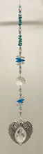 Load image into Gallery viewer, Deluxe Angel Wings Heart Dreamcatcher crystal Suncatcher decorated with turquoise gemstones CH492
