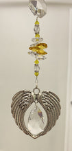 Load image into Gallery viewer, Deluxe Angel Wings Heart Dreamcatcher crystal Suncatcher decorated with turquoise gemstones CH492

