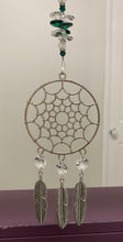 Load image into Gallery viewer, Deluxe Dreamcatcher crystal Suncatcher decorated with malachite gemstones CH494
