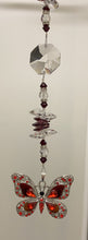 Load image into Gallery viewer, Deluxe Butterfly crystal Suncatcher decorated with amethyst gemstones CH482
