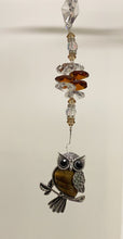 Load image into Gallery viewer, Owl crystal Suncatcher decorated with tigers eye gemstones CH502
