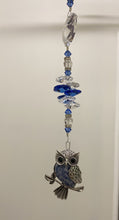 Load image into Gallery viewer, Owl crystal Suncatcher decorated with lapis lazuli gemstones CH503
