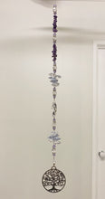 Load image into Gallery viewer, Tree of Life crystal Suncatcher decorated with amethyst gemstones CH505
